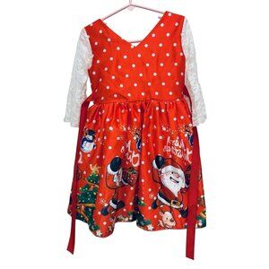 Christmas Dress Size 3 To 4 Years Girls Decorated with Red White Lights
